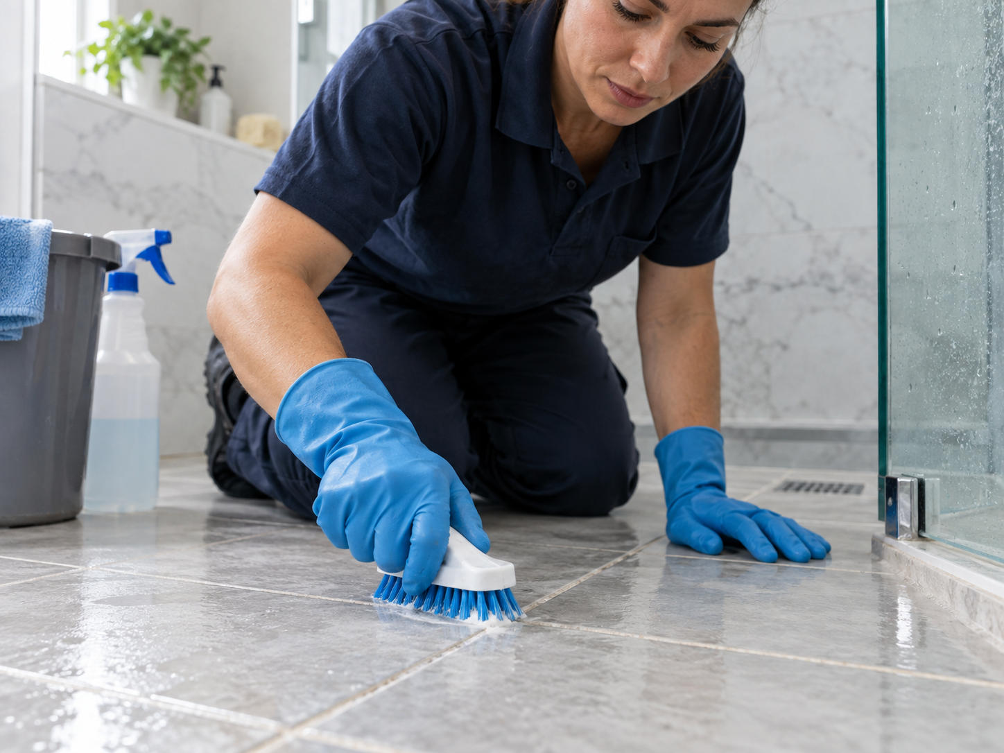Detailed bathroom deep cleaning